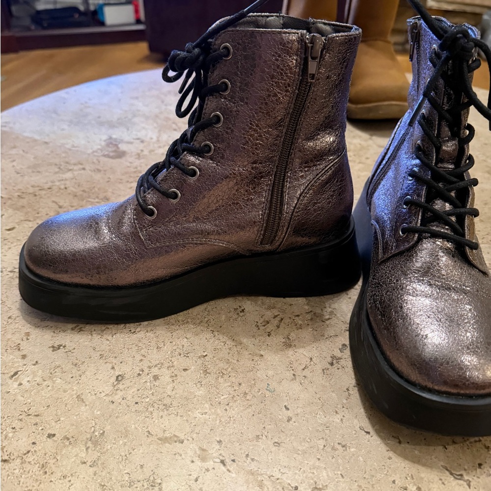 Steve Madden Metallic Lace-Up Boots - Picture 4 of 6